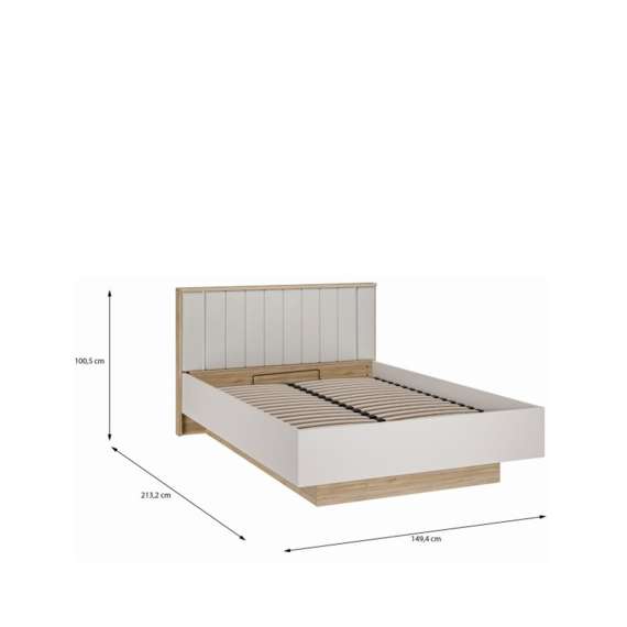 Seng SERAVEL 140x200 cm - beige sand - oppbevaringsplass - LED