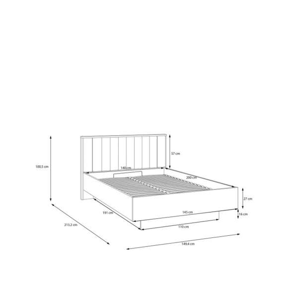 Seng SERAVEL 140x200 cm - beige sand - oppbevaringsplass - LED