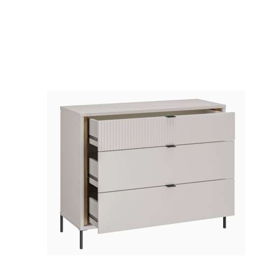 Skjenk SERAVEL 110x87 cm - 3 skuffer - beige sand - eik mauvella