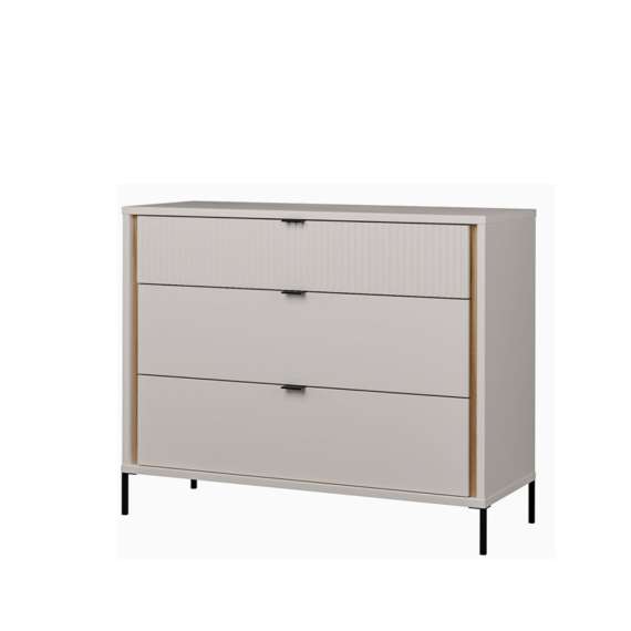 Skjenk SERAVEL 110x87 cm - 3 skuffer - beige sand - eik mauvella