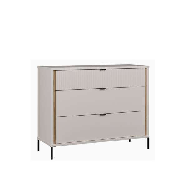 Skjenk SERAVEL 110x87 cm - 3 skuffer - beige sand - eik mauvella