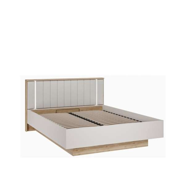 Seng SERAVEL 160x200 cm - beige sand - oppbevaringsplass - LED