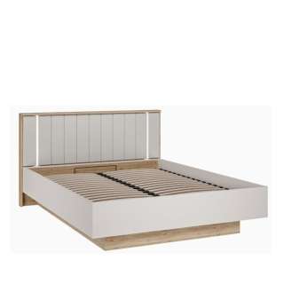 Seng SERAVEL 140x200 cm - beige sand - oppbevaringsplass - LED