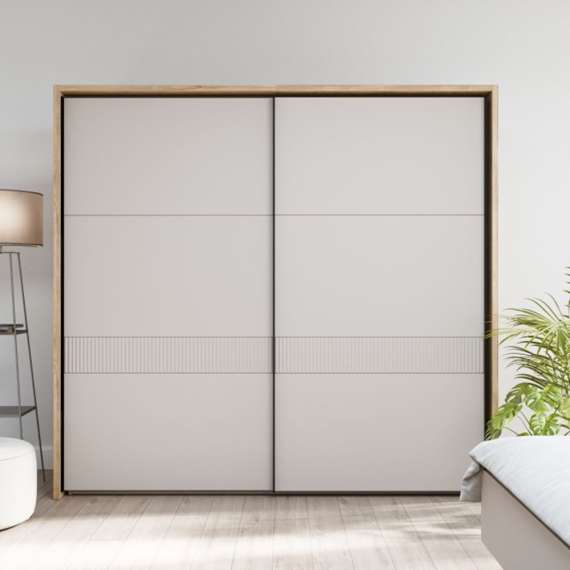 Garderobeskap SERAVEL - 231x216 cm - beige sand - 2 skyvedører