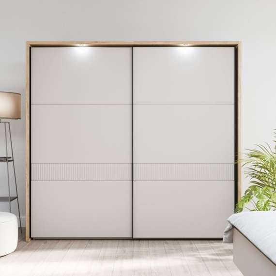 Garderobeskap SERAVEL - 231x216 cm - beige sand - 2 skyvedører