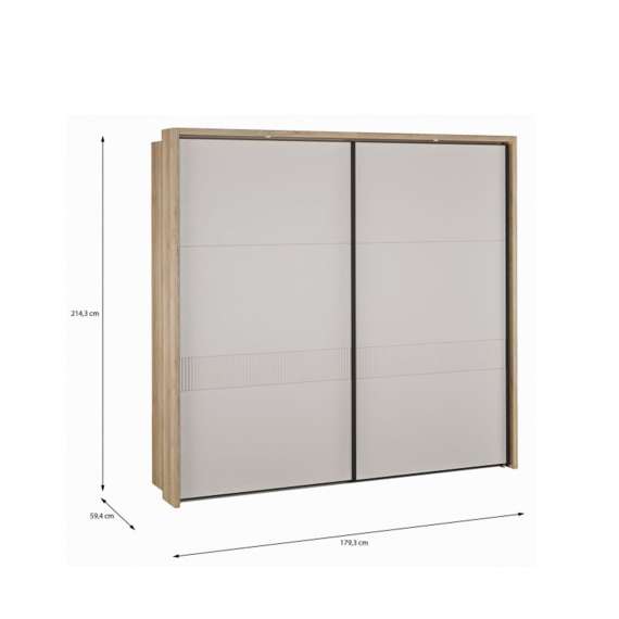 Garderobeskap SERAVEL - 231x216 cm - beige sand - 2 skyvedører