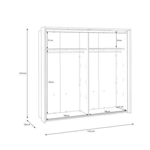 Garderobeskap SERAVEL - 231x216 cm - beige sand - 2 skyvedører