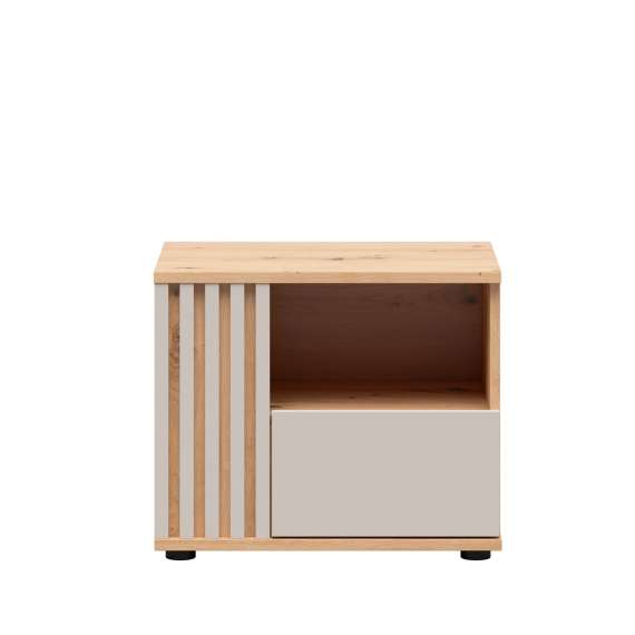 Nattbord BREVAS 55x46 cm - 1 skuff - cashmere - eik artisan
