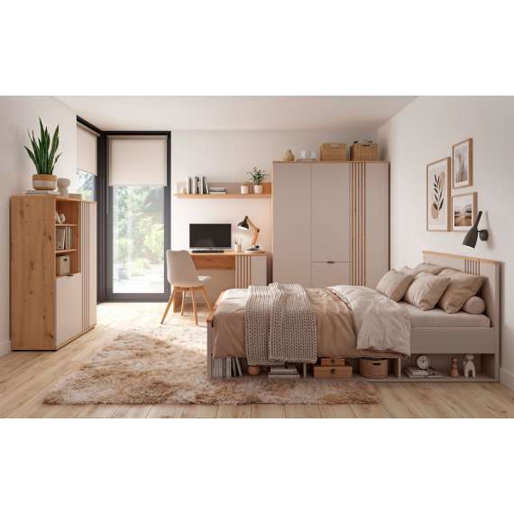 Seng BREVAS 120x200 cm - cashmere - eik artisan