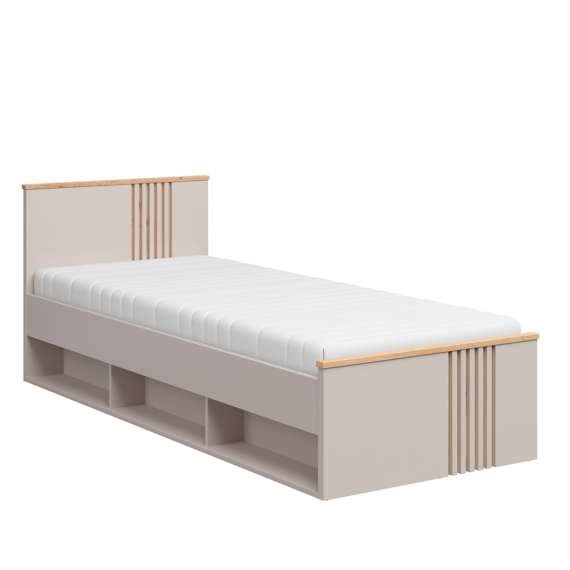 Seng BREVAS 90x200 cm - cashmere - eik artisan