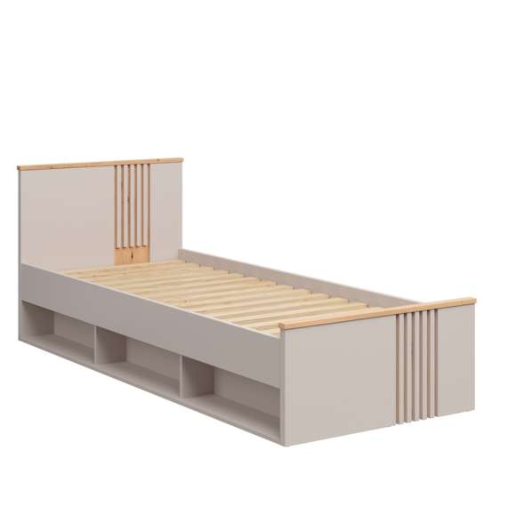 Seng BREVAS 90x200 cm - cashmere - eik artisan