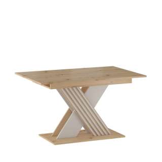 Spisebord BREVAS 130-175 cm - med illeggsplate -  eik artisan - cashmere