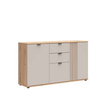 Skjenk BREVAS 150x87 cm - 3 dør - 2 skuffer - cashmere - eik artisan