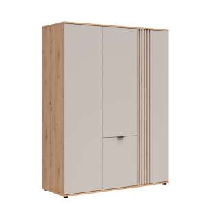Garderobeskap BREVAS 150x196 cm - 4 dører - cashmere - eik artisan