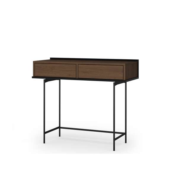 Sminkebord ZENAR 100x84 cm - valnøtt elegant - svart matt - med skuff