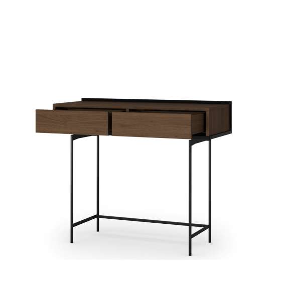 Sminkebord ZENAR 100x84 cm - valnøtt elegant - svart matt - med skuff