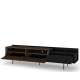 Tv-benk ZENAR 200x47 cm - valnøtt elegant - svart matt - 2 dører - 1 skuff