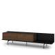 Tv-benk ZENAR 200x47 cm - valnøtt elegant - svart matt - 2 dører