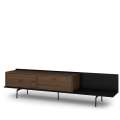 Tv-benk ZENAR 200x47 cm - valnøtt elegant - svart matt - 2 dører