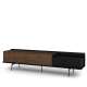 Tv-benk ZENAR 200x47 cm - valnøtt elegant - svart matt - 2 dører - 1 skuff