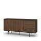 Skjenk ZENAR 170x78 cm - valnøtt elegant - svart matt - 2 dører - 3 skuffer
