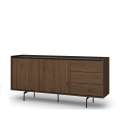 Skjenk ZENAR 170x78 cm - valnøtt elegant - svart matt - 2 dører - 3 skuffer