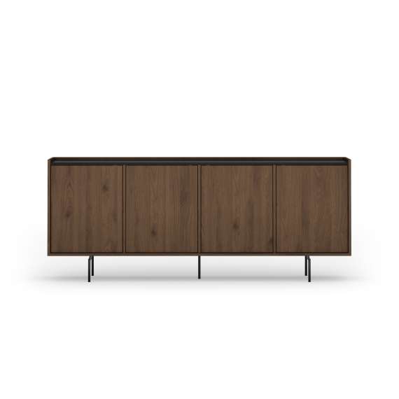 Skjenk ZENAR 200x78 cm - valnøtt elegant - svart matt - 4 dører