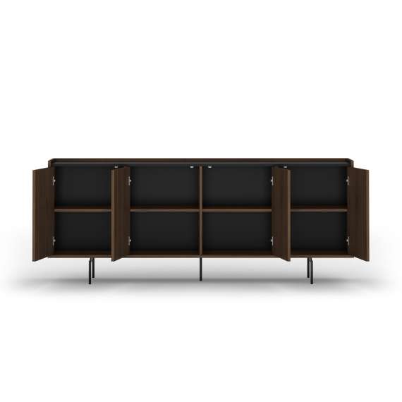 Skjenk ZENAR 200x78 cm - valnøtt elegant - svart matt - 4 dører