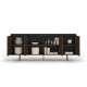 Skjenk ZENAR 200x78 cm - valnøtt elegant - svart matt - 4 dører