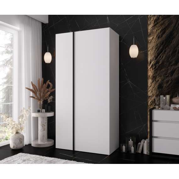 Garderobeskap KRIS 100x202 cm - hvit matt - 2 dører