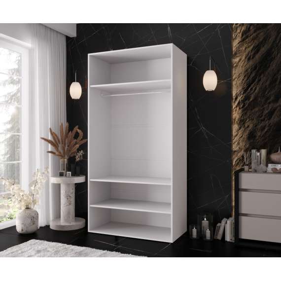 Garderobeskap KRIS 100x202 cm - hvit matt - 2 dører