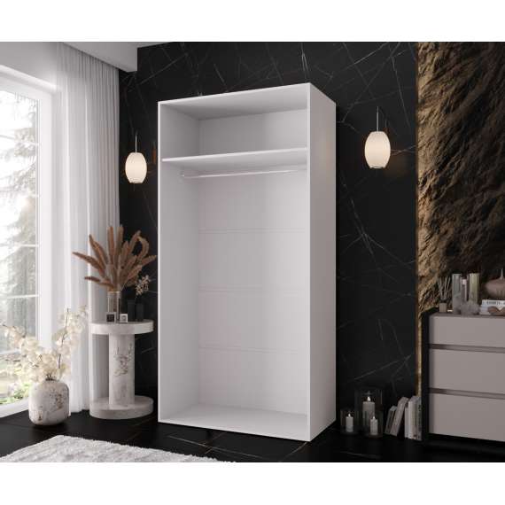 Garderobeskap KRIS 100x202 cm - hvit matt - 2 dører