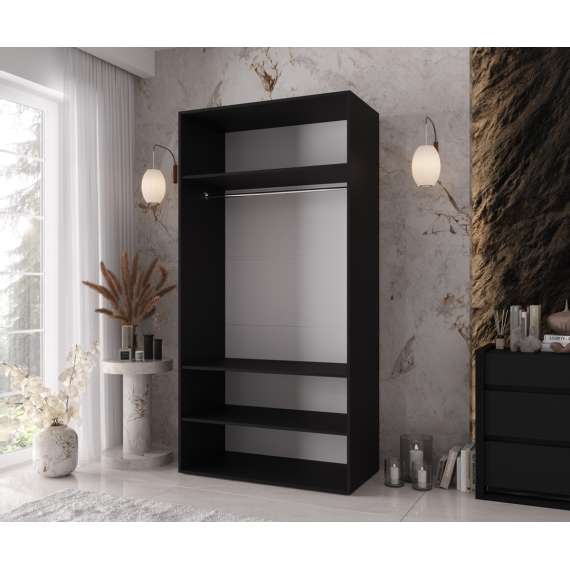 Garderobeskap KRIS 100x202 cm - svart matt - 2 dører
