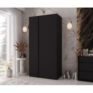 Garderobeskap KRIS 100x202 cm - svart matt - 2 dører