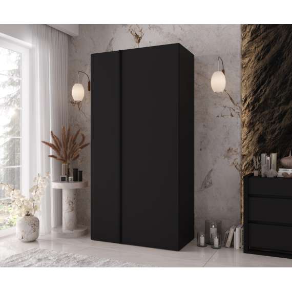 Garderobeskap KRIS 100x202 cm - svart matt - 2 dører