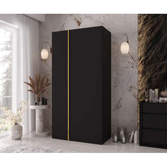 Garderobeskap KRIS 100x202 cm - svart matt - 2 dører