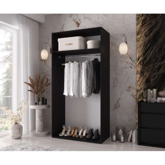 Garderobeskap KRIS 100x202 cm - svart matt - 2 dører