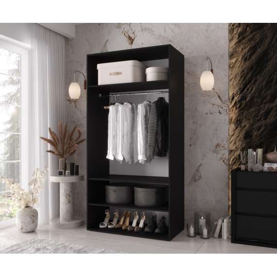 Garderobeskap KRIS 100x202 cm - svart matt - 2 dører