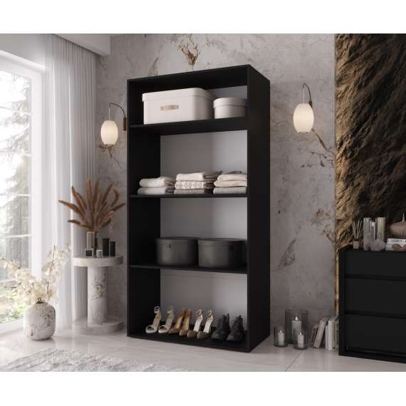 Garderobeskap KRIS 100x202 cm - svart matt - 2 dører