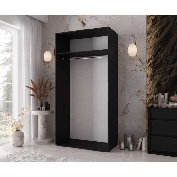 Garderobeskap KRIS 100x202 cm - svart matt - 2 dører