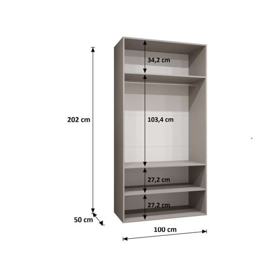 Garderobeskap KRIS 100x202 cm - svart matt - 2 dører
