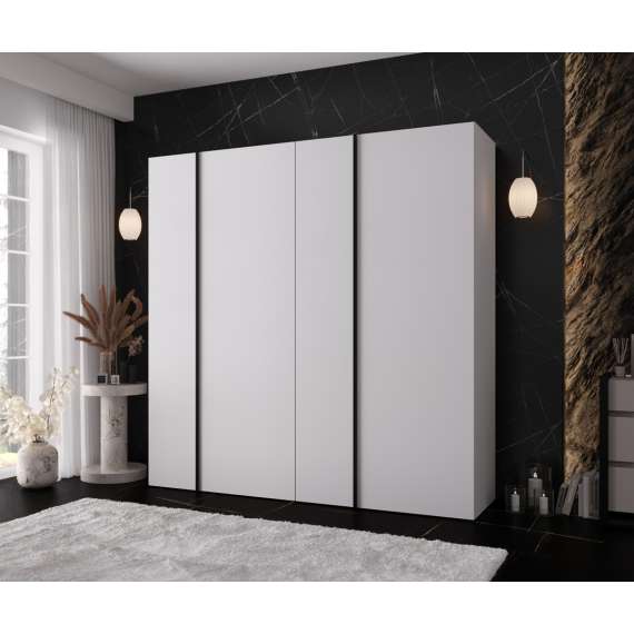 Garderobeskap KRIS 200x202 cm - hvit matt - 4 dører