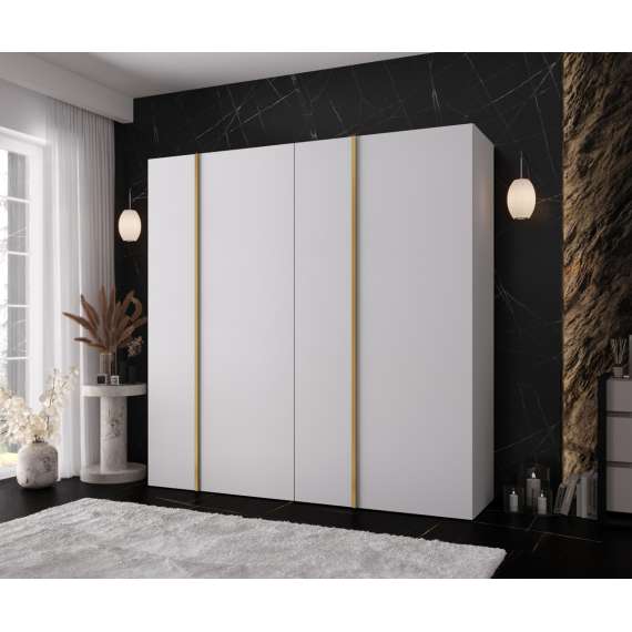 Garderobeskap KRIS 200x202 cm - hvit matt - 4 dører