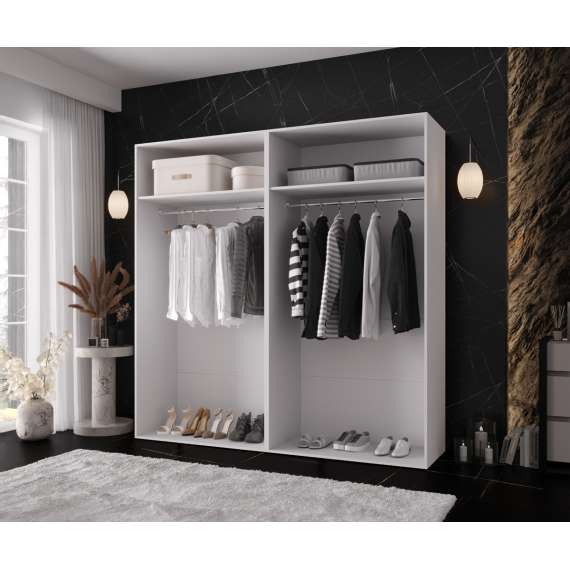 Garderobeskap KRIS 200x202 cm - hvit matt - 4 dører