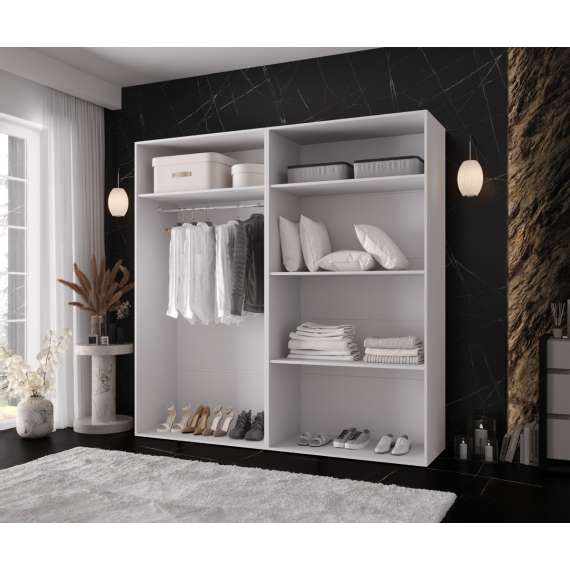 Garderobeskap KRIS 200x202 cm - hvit matt - 4 dører