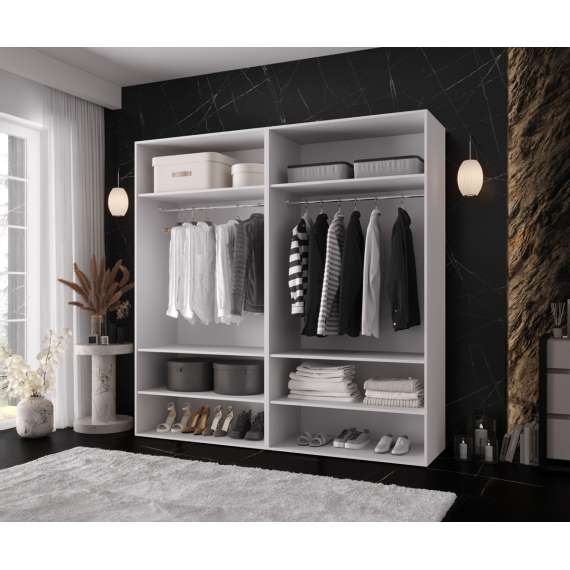 Garderobeskap KRIS 200x202 cm - hvit matt - 4 dører
