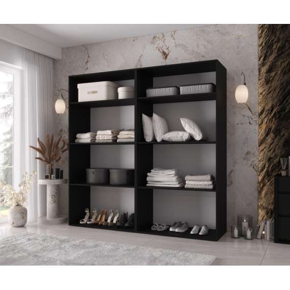 Garderobeskap KRIS 200x202 cm - svart matt - 4 dører