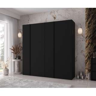 Garderobeskap KRIS 200x202 cm - svart matt - 4 dører