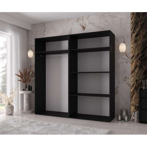 Garderobeskap KRIS 200x202 cm - svart matt - 4 dører