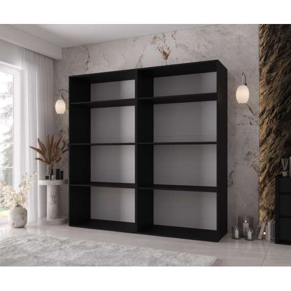 Garderobeskap KRIS 200x202 cm - svart matt - 4 dører